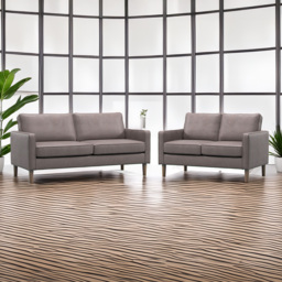 Bexhill Grey Faux Leather 5 Seater Sofa Suite