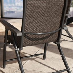 Outsunny Set of 4 Brown Rattan Foldable Garden Chair with Adjustable Backrest - thumbnail 3
