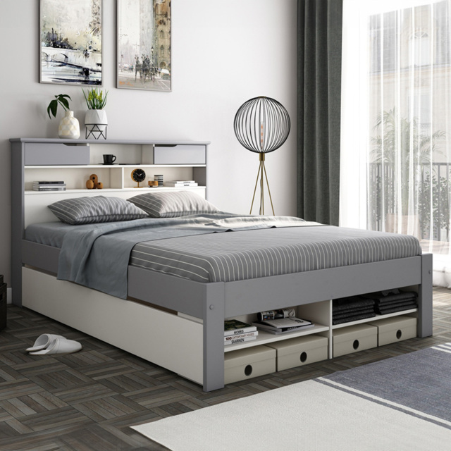 Fabio King Size Grey and White Wooden Storage Bed - image 1