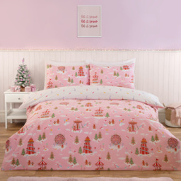 Gingerbread Fairground Duvet Set Pink King - thumbnail 1