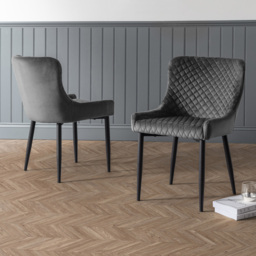 Julian Bowen Luxe Set of 2 Grey Velvet Dining Chair