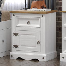 Core Products Corona Single Door Single Drawer White Bedside Table - thumbnail 1