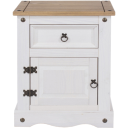 Core Products Corona Single Door Single Drawer White Bedside Table - thumbnail 3