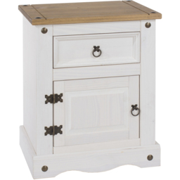 Core Products Corona Single Door Single Drawer White Bedside Table - thumbnail 2