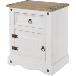 Core Products Corona Single Door Single Drawer White Bedside Table - thumbnail 4