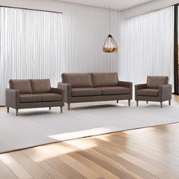 Bexhill Brown Faux Leather 6 Seater Sofa Suite