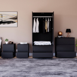 Vida Designs Denver 4 Piece Black Bedroom Furniture Set - thumbnail 4