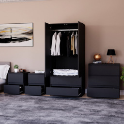 Vida Designs Denver 4 Piece Black Bedroom Furniture Set - thumbnail 3