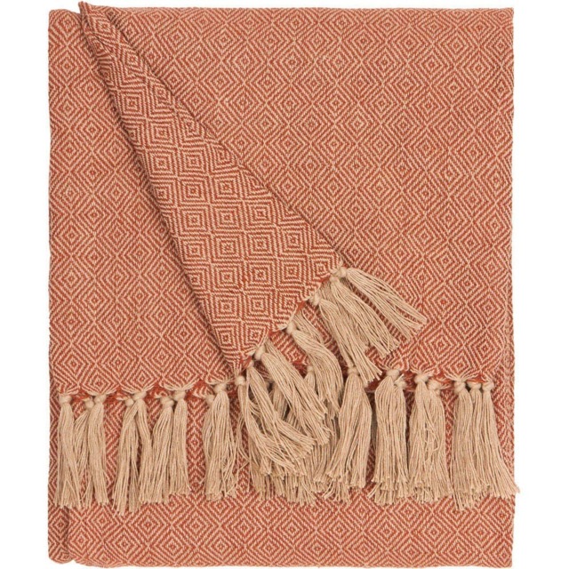 Furn Dessa Geometric Orange Woven Throw 130 x 180cm - image 1