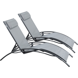 Outdoor Living Bali Set of 2 Grey Sun Loungers - thumbnail 2