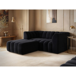 SOLACE+CO Halle Black 2 Seater Velvet Sofa with Footstool - thumbnail 3