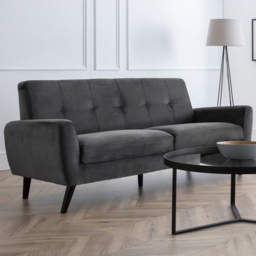 Julian Bowen Monza 3 Seater Dark Grey Velvet Sofa