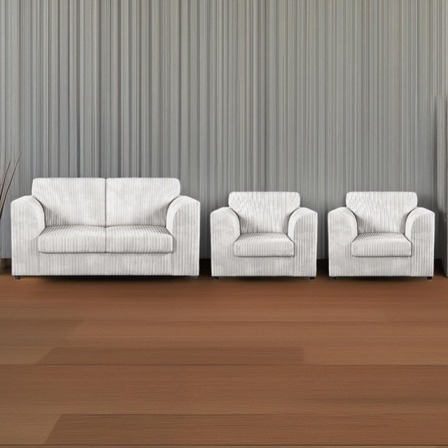 Luxor 4 Seater Silver Jumbo Cord Sofa Set with Full Back - image 1
