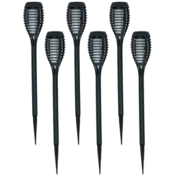 ValueLight Set of 6 Flame Effect Black Outdoor Solar Spike Light