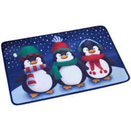 Samuel Alexander Frosty Penguins Fabric Christmas Doormat 60cm x 40cm