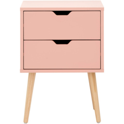 GFW Nyborg 2 Drawer Coral Pink Bedside Table - thumbnail 2