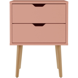 GFW Nyborg 2 Drawer Coral Pink Bedside Table - thumbnail 3