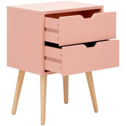 GFW Nyborg 2 Drawer Coral Pink Bedside Table - thumbnail 4