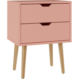 GFW Nyborg 2 Drawer Coral Pink Bedside Table - thumbnail 2