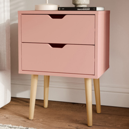 GFW Nyborg 2 Drawer Coral Pink Bedside Table