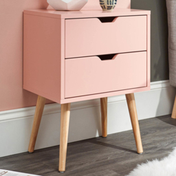 GFW Nyborg 2 Drawer Coral Pink Bedside Table - thumbnail 1