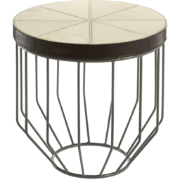 Premier Housewares Kensington Townhouse Grey Hair-On Leather Round Side Table - thumbnail 2