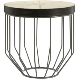 Premier Housewares Kensington Townhouse Grey Hair-On Leather Round Side Table - thumbnail 3
