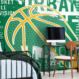 Origin Murals Modern Basketball Green Wall Mural