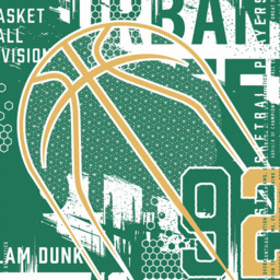 Origin Murals Modern Basketball Green Wall Mural - thumbnail 2