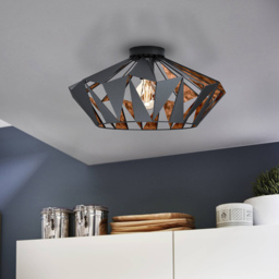 EGLO Carlton 6 Black and Copper Ceiling Light - thumbnail 3