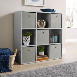 Home Source Grey 9 Cube Storage Shelf Unit - thumbnail 3