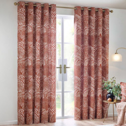 Hoem Nola Abstract Chestnut Eyelet Curtains 117 x 183cm - thumbnail 1
