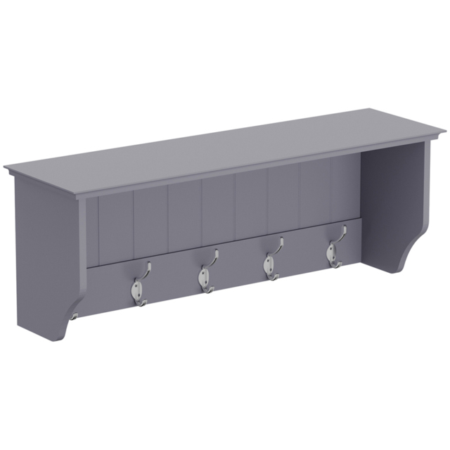 Homebase Grey Bevelled Coat Shelf with 5 Double Hooks - image 1