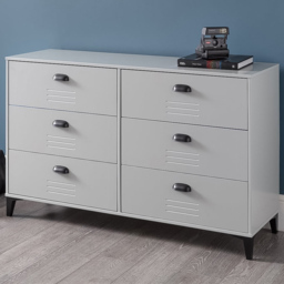 Julian Bowen Lakers 6 Drawer Locker Effect Wide Chest of Drawers