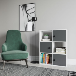 Decorotika Tilton White and Anthracite 3 Door 3 Shelf Bookcase - thumbnail 4
