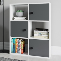 Decorotika Tilton White and Anthracite 3 Door 3 Shelf Bookcase