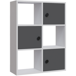 Decorotika Tilton White and Anthracite 3 Door 3 Shelf Bookcase - thumbnail 2