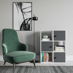 Decorotika Tilton White and Anthracite 3 Door 3 Shelf Bookcase - thumbnail 3
