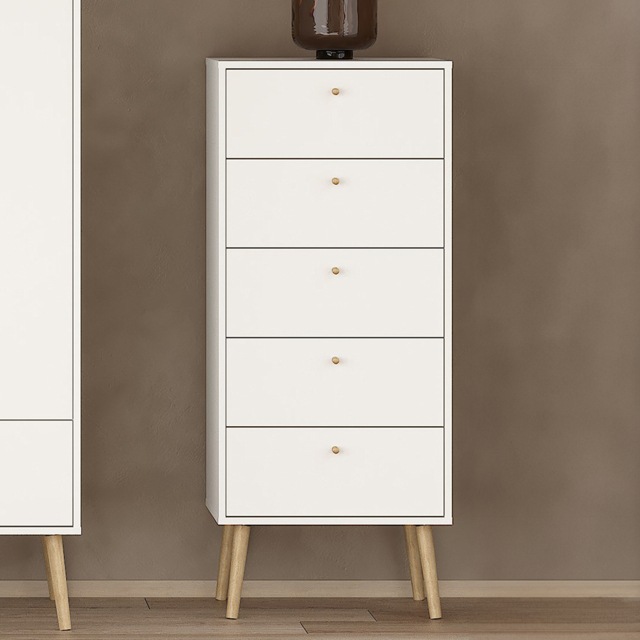 Florence Cumbria 5 Drawer White Chest of Drawers - image 1