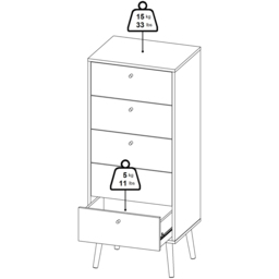 Florence Cumbria 5 Drawer White Chest of Drawers - thumbnail 3