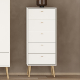 Florence Cumbria 5 Drawer White Chest of Drawers - thumbnail 1