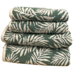 Bellissimo Botanical Turkish Cotton Green Towel Set of 4