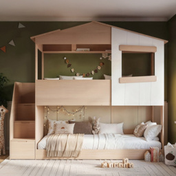 Flair Dreamland Oak Play House Staircase Bunk Bed