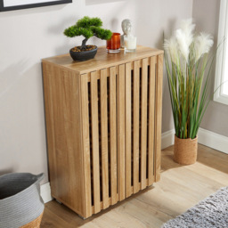 Home Source Halden 2 Door Oak Shoe Cabinet - thumbnail 4