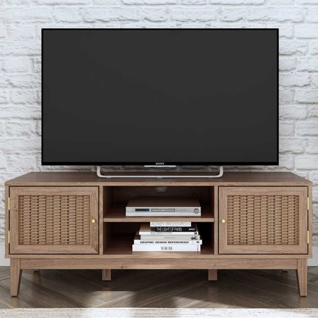 Bordeaux 2 Door 2 Shelf Oak Effect TV Unit - image 1