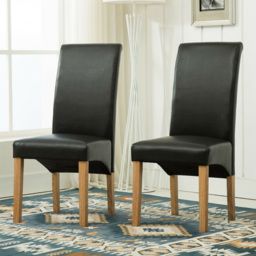 Black Faux Leather High Back Dining Chair Set of 2