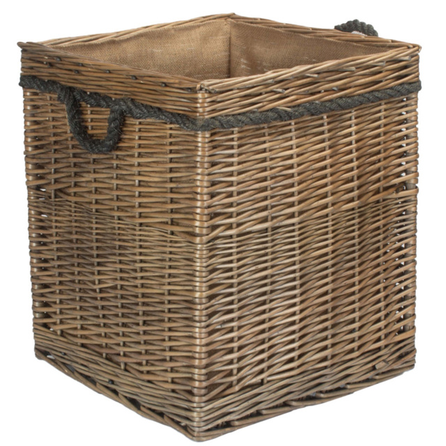 Red Hamper Square Medium Antique Wash Storage Log Basket - image 1
