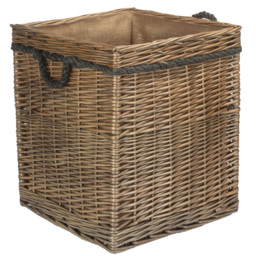 Red Hamper Square Medium Antique Wash Storage Log Basket - thumbnail 1