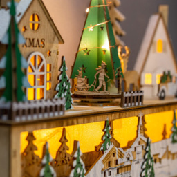 The Christmas Workshop LED Wooden Village Scene Christmas Decoration - thumbnail 3
