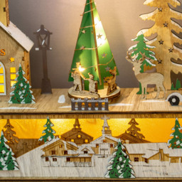 The Christmas Workshop LED Wooden Village Scene Christmas Decoration - thumbnail 4